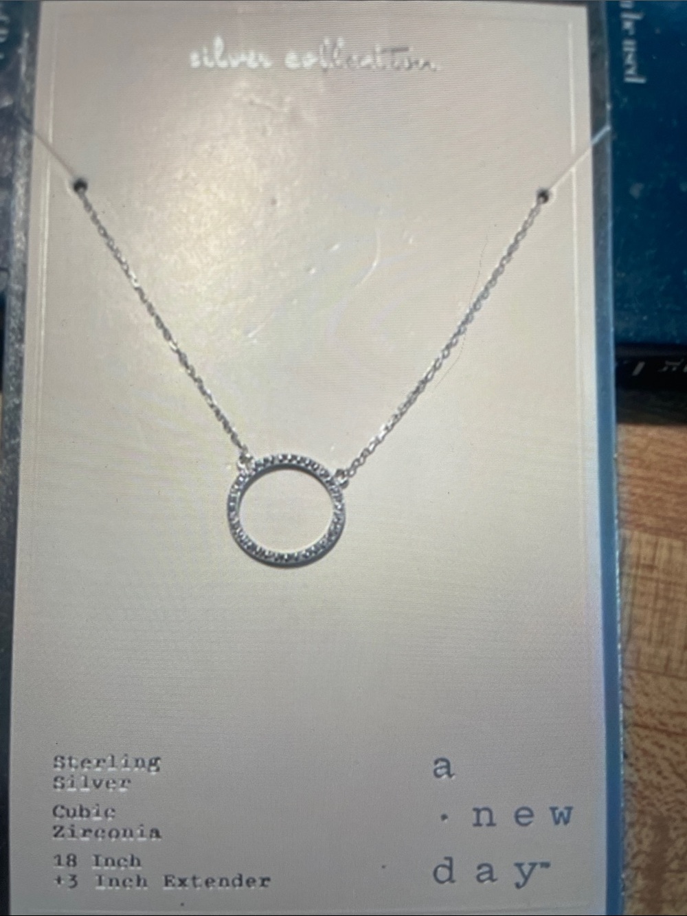 a new day Sterling Silver Pavé Circle Pendant Necklace
